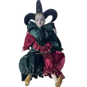 Vintage Collectible Jester Clown Musical Porcelain Doll